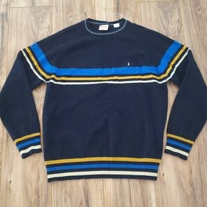 Vintage Mens Penguin Striped Sweater 100% Lambs Wool Excellent Condition